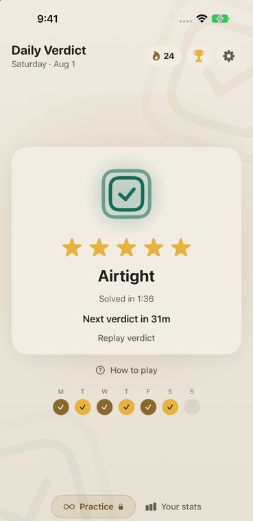 Daily Verdict screen 3